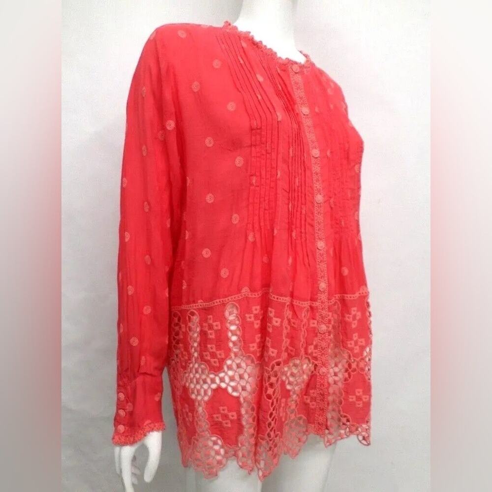 NWOT! Johnny Was Baez Phaedra Pleated Embroidered Blouse - Picture 6 of 10